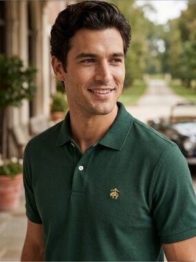 Brooks Brothers Forest Green Polo with Gold Logo